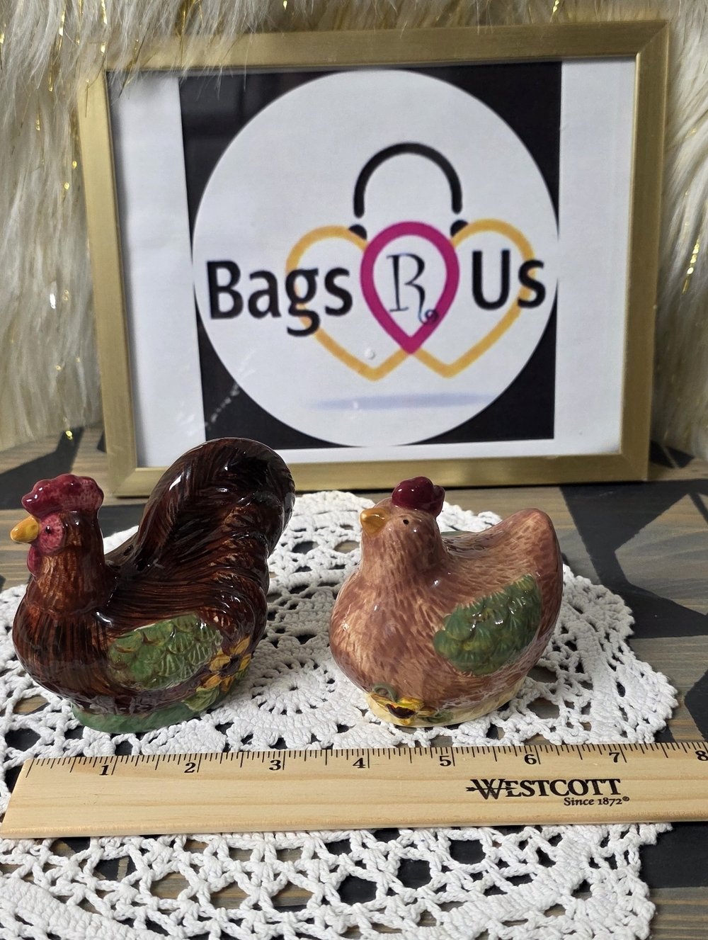 Vintage Bon Jour Chicken & Rooster Ceramic Salt & Pepper Shakers Farmhouse Decor